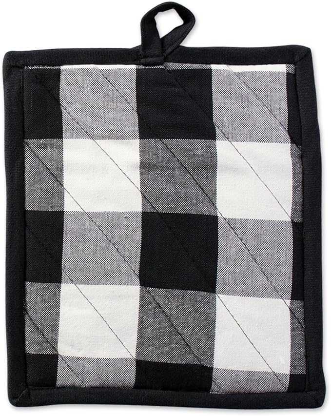 DII Buffalo Check Kitchen Collection, Classic Farmhouse Kitchen Set, Potholder, Black & White, 2 Piece