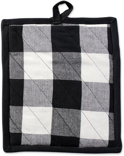 DII Buffalo Check Kitchen Collection, Classic Farmhouse Kitchen Set, Potholder, Black & White, 2 Piece