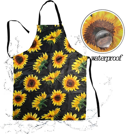 Adjustable Waterproof Apron Bib Apron with 2 Pockets Cooking Kitchen Aprons for Women Men Chef