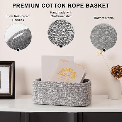 OIASKET 6 Pack Storage Baskets for Shelves, Small Baskets for Shelves, Cute Decorative Storage Bins, Organizer Basket for Gifts Empty, 11.8''Lx7.8''Wx4.7''H-Grey