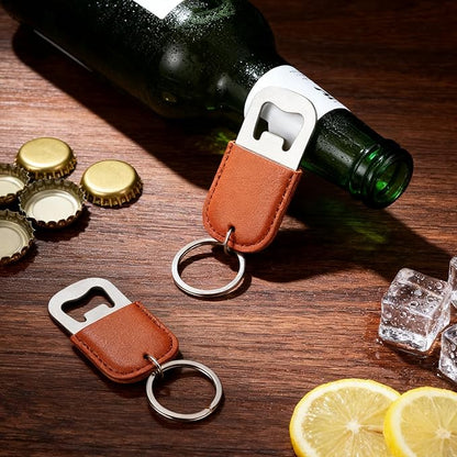 24 Pack Leather Bottle Opener, Bulk Bottle Opener Keychain, Blank PU Leather Stainless Steel, Personalized For Wedding, Party, Bar, Oktoberfest, DIY Gift