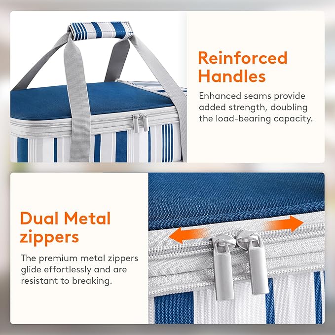 Lifewit Insulated Double Decker Casserole Carrier, Expandable Lasagna Lugger Tote Bag for Hot or Cold Food, Fits 9" x 13" Baking Dish for Potluck Parties, Picnic and Cookouts, Blue
