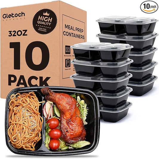 Glotoch 10 Pack 32OZ Meal Prep Containers Reusable Microwave Safe,Extra Large &Thick Food Storage Containers With Lids, Durable Bento Boxes BPA-free, Stackable, Dishwasher/Freezer Safe by GlotochExpress