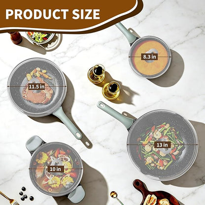 4-Pack Splatter Screens for Frying Pan - Stainless Steel Grease Splatter Guard with Foldable Knob