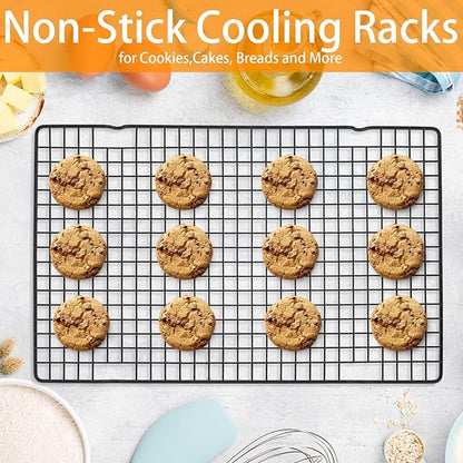 Tebery 4 Pack Black Heavy-Duty Wire Cooking Rack Baking Racks, Nonstick Baking & Cooling Grid for Roasting, Cooking, Grilling, Drying - 16" x 10" - Image 4