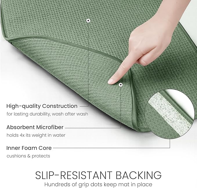 Bellemain XL Dish Mat 24" x 17" ( LARGEST MAT ) Microfiber Dish Drying Mat , Super absorbent ( Green ) - Image 4