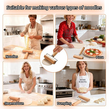 Wooden Rolling Pin Set - Non-Stick Pizza & Dough Roller, Ergonomic Bakery Tool for Cookies, Pie, Bread Dough | Heavy Duty, Easy Clean, Compact Storage | Kitchen Gadget Essential - Image 7