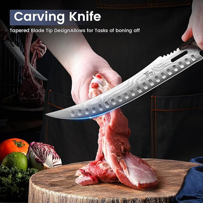 SYOKAMI Butcher Knife Set, 3 PCS Kitchen Knives Set for Cutting, Meat Cleaver Chef Knife Set, Japanese Style High Carbon Steel Knives Set, Chopping & Slicing & Boning for Home and BBQ, Gift for Mom