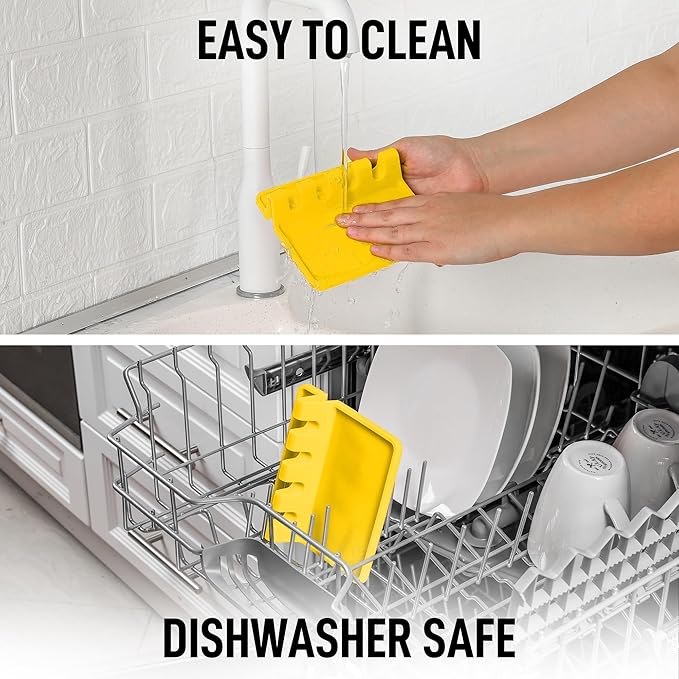 Zulay Kitchen Silicone Utensil Rest with Drip Pad for Multiple Utensils - BPA-Free, Heat-Resistant Spoon Rest & Spoon Holder for Stove Top - Kitchen Utensil Holder for Ladles & Tongs - Yellow - Image 7