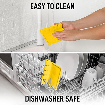 Zulay Kitchen Silicone Utensil Rest with Drip Pad for Multiple Utensils - BPA-Free, Heat-Resistant Spoon Rest & Spoon Holder for Stove Top - Kitchen Utensil Holder for Ladles & Tongs - Yellow - Image 7