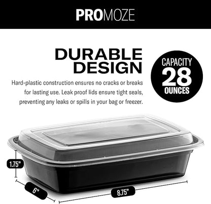 50-Pack Reusable Meal Prep Containers Microwave Safe Food Storage Containers with Lids, 28 oz - 1 Compartment Take Out Disposable Plastic Bento Lunch Box To Go, BPA Free - Dishwasher & Freezer Safe - Image 3