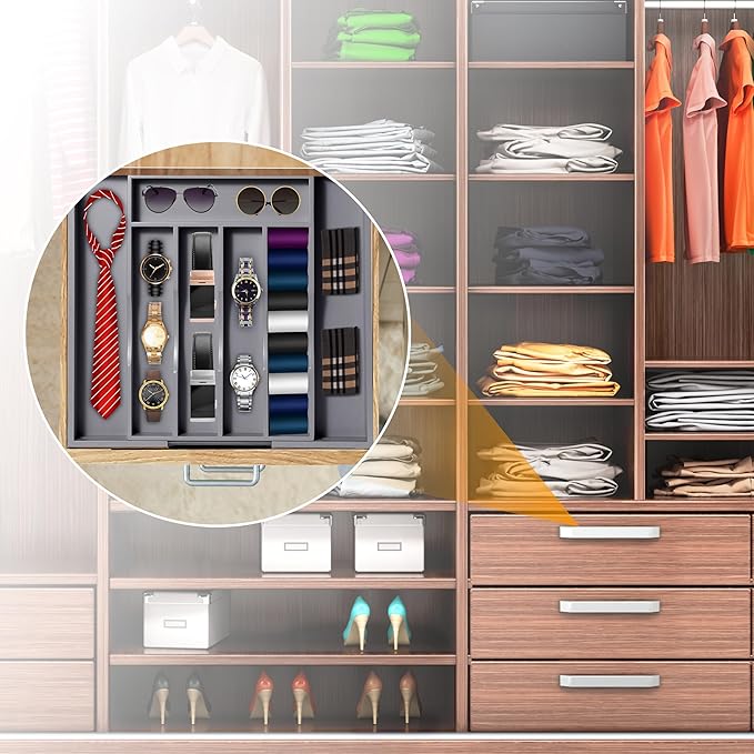 Kitchen Silverware Drawer Organizer and Storage Bamboo Wood Cooking Utensil Holder Cutlery Knife Jewelry Spice Rack Spoon Fork Multi Cabinet Organization Bathroom Counter Expandable Adjustable Tray - Image 7