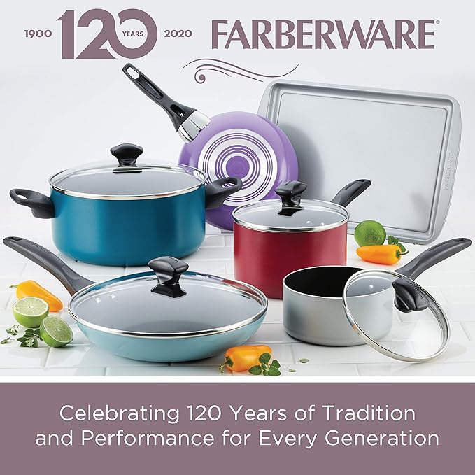 Farberware Dishwasher Safe Nonstick Cookware Pots and Pans Set, 15 Piece, Pewter - Image 6