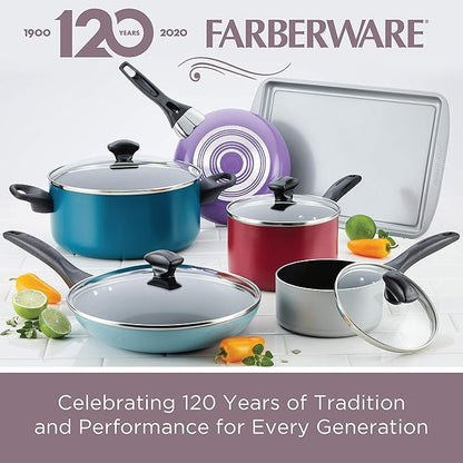 Farberware Dishwasher Safe Nonstick Cookware Pots and Pans Set, 15 Piece, Pewter - Image 6