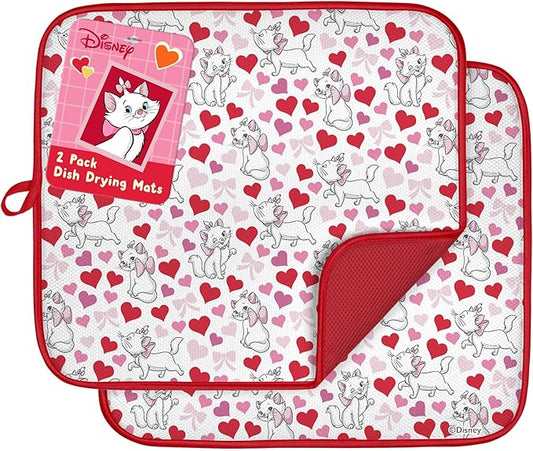 Disney Dish Drying Mats for Kitchen Counter (2 Pack) – 16" x 18" Absorbent Kitchen Drying Mats for Dishes – Fast-Drying, Machine Washable Dish Mats – Aristocats by BestBrands