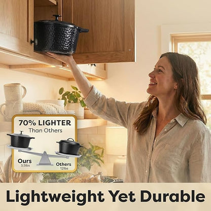 Gotham Steel Hammered 5 Qt Lightweight Dutch Oven Pot with Lid & Holders, Ceramic Non Toxic, Oven Safe & Even Heat Retaining Dutch Oven for Bread Baking Sourdough, Soup, 70% Lighter than Cast Iron - Image 2