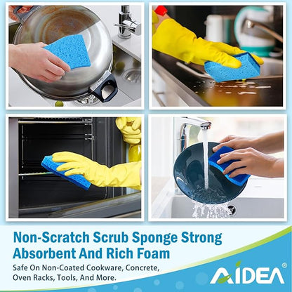 AIDEA Sponges Kitchen, Non Scratch Scrub Sponge, 6Count, Sponges for Non Stick Cookware, Cleaning Sponge for Dishes, Cleans Fast Without Scratching, Cleaning Power for Kitchen, Bathroom, Household - Image 6