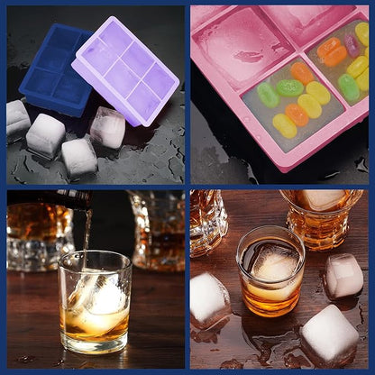 Excnorm Silicone Ice Cube Trays 3 Pack - Large Size Silicone Ice Cube Molds with Leak Proof Removable Lid Square Ice Cube Tray And BPA Free for Cocktail,Whiskey, Stackable Flexible Ice - Image 7