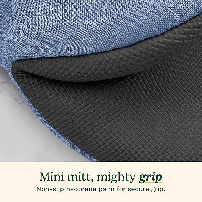 Cuisinart Mini Oven Mitts – 5.5” x 7” Heat-Resistant Kitchen Mitts for Oven with Non-Slip Neoprene Palm, Cotton Filling, and Fabric Loop – Durable Oven Mitt Set for Cooking & Baking (Chambray) - Image 4