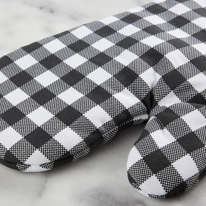 KITCHENAID Gingham Oven Mitt 2-Pack Set, Matte Black, 7"x13" - Image 4