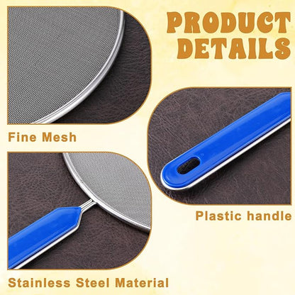 1PCS Splatter Screen for Frying Pan, 8Inch Stainless Steel Splatter Guard for Frying Pan Cooking Pots Food Strainer and Universal Cookware for Cooking, Kitchen Splash Guard No Oil Mess, No Burns(Blue) - Image 3