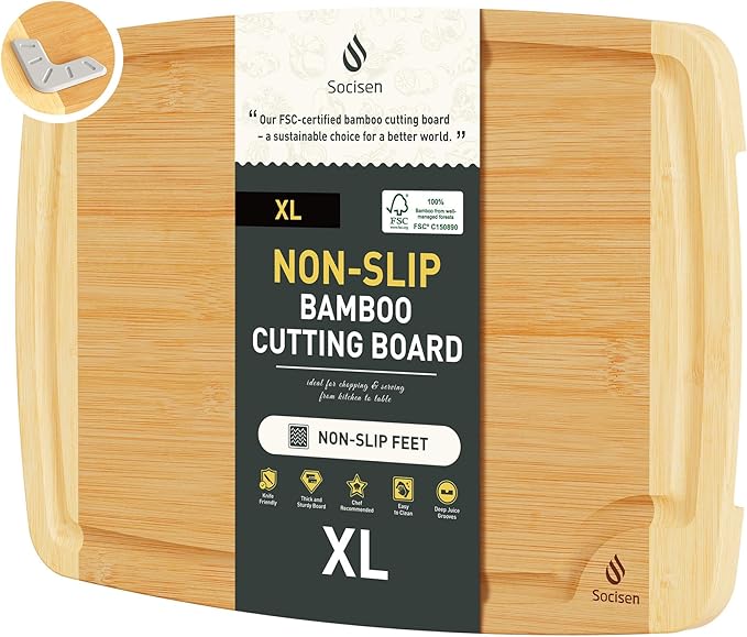 Bamboo Cutting Board Set Non Slip Feet Over Sink Acrylic Counter Lip Glass Plastic Smart Clear Countertop Marble Organizer Engraved Holder Flexible Round Black Stone Thin Bar White Commercial Metal by Socisen
