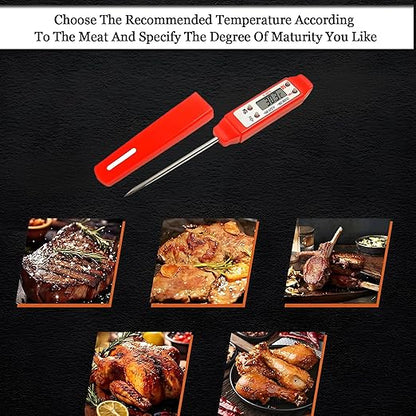 Meat Thermometer - Digital Food Thermometer for Cooking Kitchen - Automatic Calibration Pen Style Electronic Pocket Thermometer for Water Temperature, Barbecue (Red) - Image 4