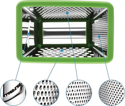 Spring Chef Green Professional Stainless Steel XL Parmesan Cheese Grater with Handle - 4 Sided Box Grater for Kitchen - Dishwasher Safe Food Shredder for Carrot, Potato, Vegetables, Ginger, Hash Brown - Image 9