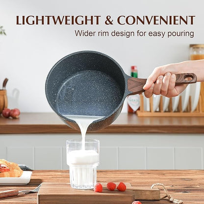 SENSARTE Nonstick Saucepan with Lid, 2.0 Quarts Small Pot with Swiss Granite Coating, Stay-cool Handle, Handy Sauce Pot Small Kitchen Cooking Pot, Induction Comptable, Free of Intentionally Added PFOA - Image 5