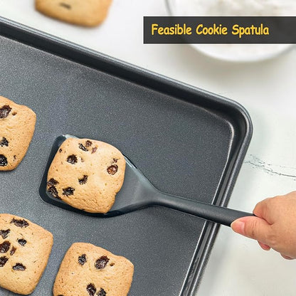 Silicone Spatula Set, 600°F Heat Resistant Silicone Spatula Turner Flipper for Cooking, Non Stick and Non Scratch Kitchen Utensils for Eggs & Pancakes, 4 Pack, Black - Image 9
