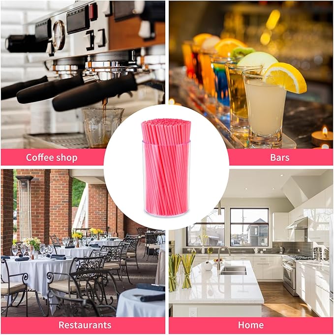 500 Pcs Neon Pink Coffee Stir Sticks Set Acrylic Stir Stick Holder Coffee Stirrers Holder Cocktail Straws Bar Straws Drink Stirrers for Coffee Bar Cocktail Tea Juice Party Supplies Restaurant Decor - Image 4