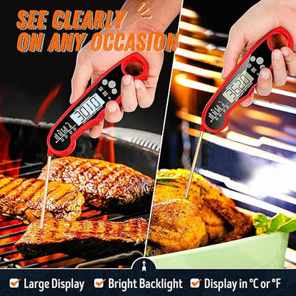 Instant Read Meat Thermometer for Grill and Cooking, Fast & Precise Digital Food Thermometer with Backlight, Magnet, Calibration, and Foldable Probe for Kitchen, Outdoor Grilling and BBQ!… - Image 3