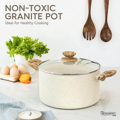 MICHELANGELO 6 Quart Stock Pot with Lid - Non Stick Cooking Pot for All Stovetops, Easy to Clean Soup Pot with Cool-Touch Handles, PFOA & PFOS Free - Image 2