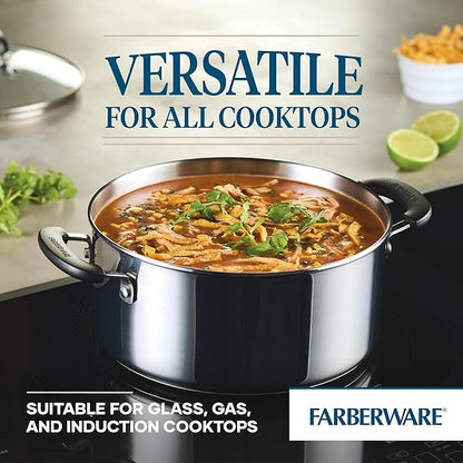 Farberware Brilliance Stainless Steel Dutch Oven/Casserole Pan with Glass Lid, 5 Quart, Dishwasher Safe and Induction Ready, Compatible with All Cooktops, Stainless Steel - Image 4