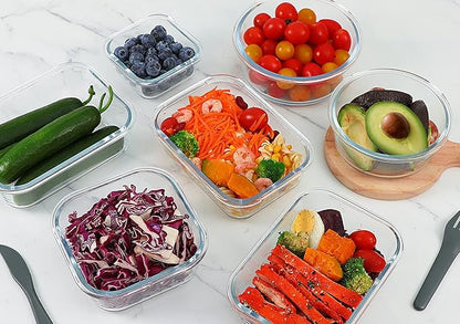 M MCIRCO 24-Piece Glass Food Storage Containers with Locking Lids,Glass Meal Prep Containers Set - Airtight Lunch Containers, Microwave, Oven, Freezer and Dishwasher, Red - Image 7