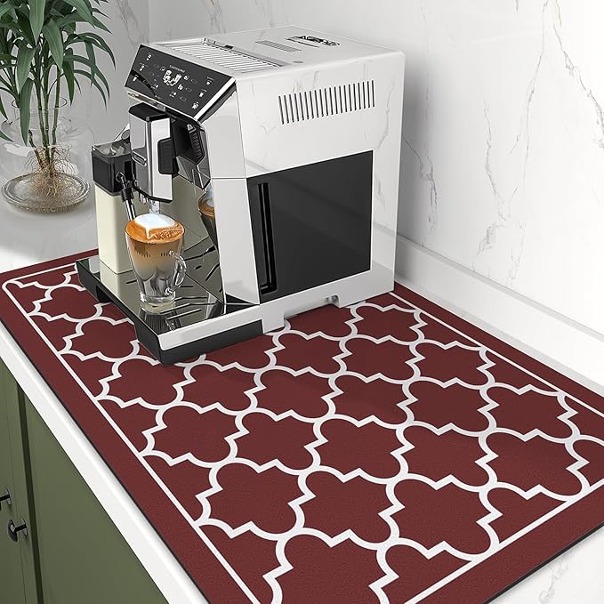 WISELIFE Dish Drying Mat Super Absorbent Drying Mat Large Dish Drying Mats for Kitchen Counter Easy Clean Dish Mat Kitchen Drying Mat16"x 24" Stylish Red - Image 5