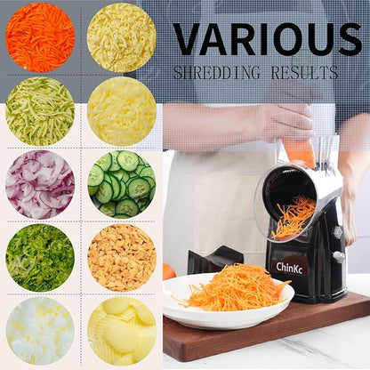 Upgrade Rotary Cheese Grater Shredder with Handle, Strong Suction Base, Multi-purpose Rotary Grater Slicer with 5 Interchangeable Blades for Ice, Vegetables, Fruit, Nuts with Blade Storage Box - Image 4