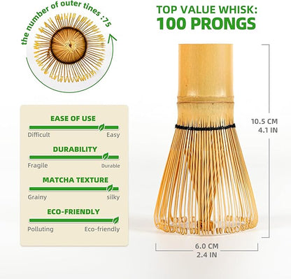 TEANAGOO MA-01 Japanese Matcha Ceremony Accessory, Matcha Whisk (Chasen), Traditional Scoop (Chashaku), Tea Spoon, Whisk Holder, The Perfect Set to Prepare a Traditional Cup of Matcha.…