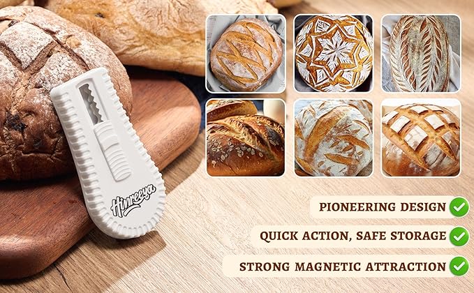 Bread Lame with Magnetic Push-Pull Design, Sourdough Scoring Tool with 5 Replaceable Blades, Ergonomic ABS Handle for Creative Baking Designs, Ideal for Sourdough, Artisan Bread & Baguettes