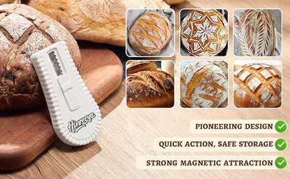 Bread Lame with Magnetic Push-Pull Design, Sourdough Scoring Tool with 5 Replaceable Blades, Ergonomic ABS Handle for Creative Baking Designs, Ideal for Sourdough, Artisan Bread & Baguettes