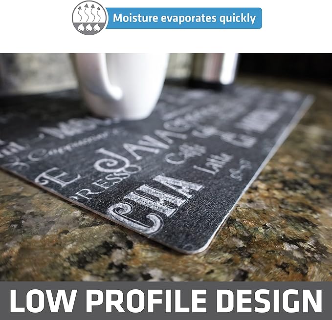 Drymate Coffee Maker Mat, (Coffee Station Bar Accessory) Protects Kitchen Countertops From Spills, Stains & Scratches, Absorbent, Waterproof, Washable (USA Made) (12” x 20”) (Java Chalkboard) - Image 5