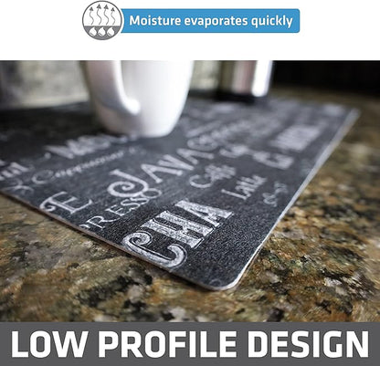 Drymate Coffee Maker Mat, (Coffee Station Bar Accessory) Protects Kitchen Countertops From Spills, Stains & Scratches, Absorbent, Waterproof, Washable (USA Made) (12” x 20”) (Java Chalkboard) - Image 5