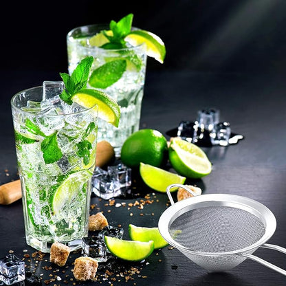 Patelai 3 Pieces Tea Strainers Cocktail Strainer Stainless Steel Fine Mesh Strainer Colander Conical Food Loose Tea Filter Practical Bar Colander Tool
