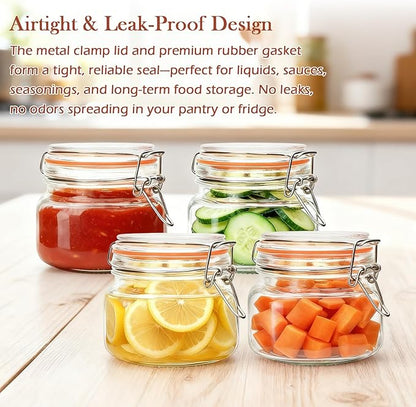 16 oz Glass Jars With Airtight Lids And Leak Proof Rubber Gasket,Wide Mouth Mason Jars With Hinged Lids For Kitchen,Glass Storage Containers 6 Pack - Image 5