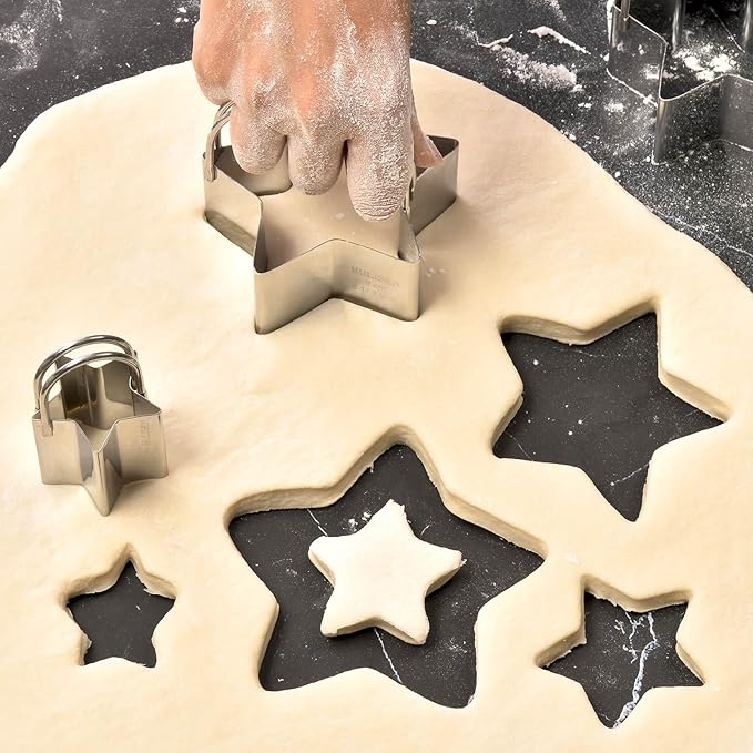 HULISEN Star Cookie Cutter Set (5 Pieces/Set), Stainless Steel Biscuit Cutter with Handle, Professional Baking Tools Set, Gift Packaging (Star Shaped) - Image 3