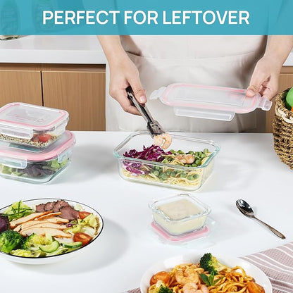 Vtopmart 8 Pack Glass Food Storage Containers with Airtight Lids, Glass Meal Prep Containers, Lunch Containers for Microwave, Oven, Freezer and Dishwasher, BPA Free - Image 7