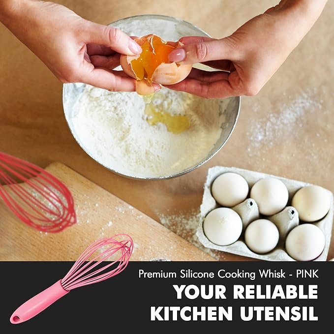 Chef Craft Premium Silicone Wire Cooking Whisk, 10.5 inch, Pink - Image 5