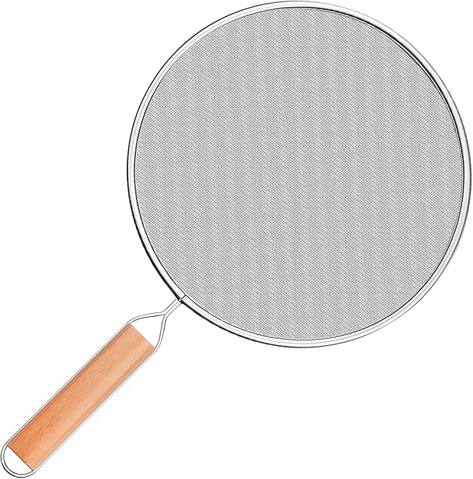 Grease Splatter Screen for Frying Pan - 8Inch Stainless Steel Splatter Guards Mesh with Wood Handle, Pan Cooking Pots Food Strainer, Hot Oil Splash Protector Splatters Screen for Frying Pans by Unknown