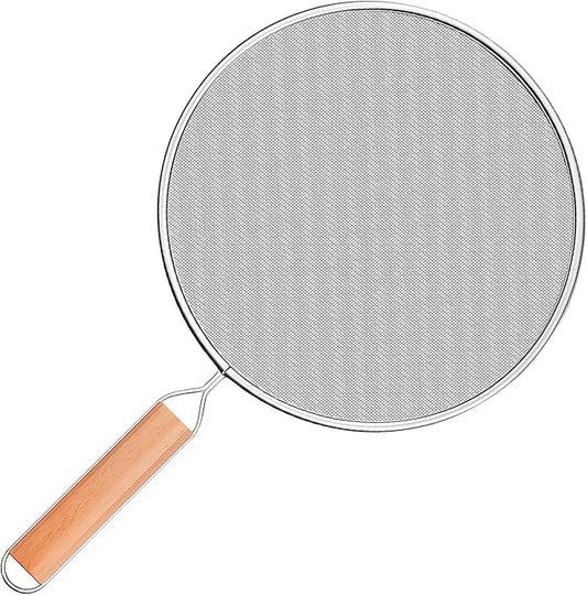 Grease Splatter Screen for Frying Pan - 8Inch Stainless Steel Splatter Guards Mesh with Wood Handle, Pan Cooking Pots Food Strainer, Hot Oil Splash Protector Splatters Screen for Frying Pans by Unknown