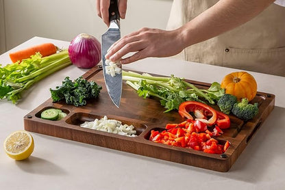 THETCHRY Walnut Wood Cutting Boards for Kitchen, End Grain Chopping Board Double Sided, Large Cutting Board with Handle, Charcuterie Butcher Block for Meal Prep & Serving with Gift Box, 17"×13"×1" - Image 6